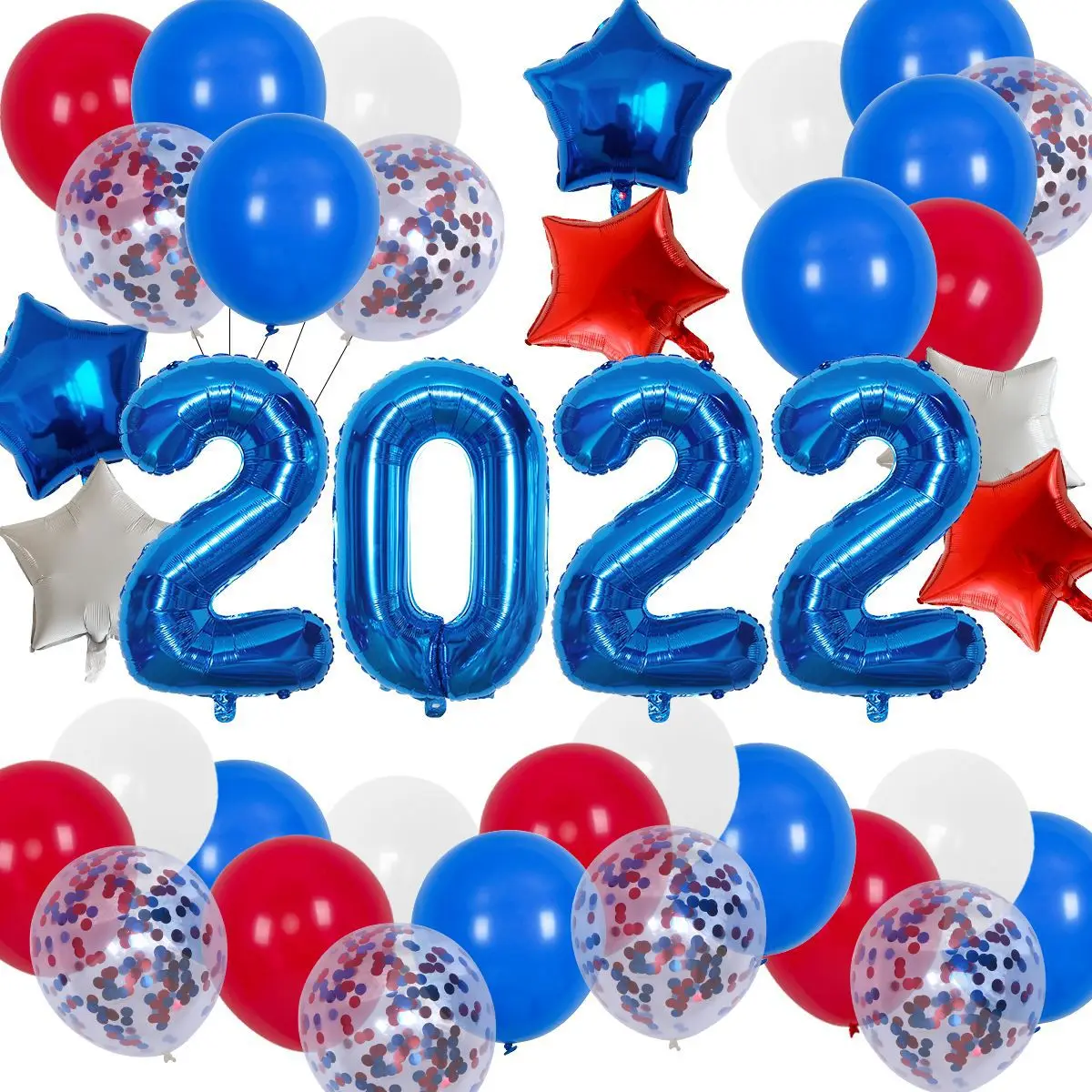 

Набор воздушных шаров, синий, белый, красный, 47 шт., 2022