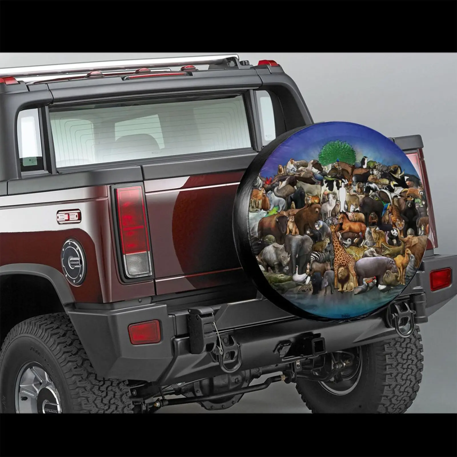 

14" 15" 16" 17" Inch A Group of Animals Lion Elephant Tiger Tire Accessories Spare Wheel Tire Cover for SUV