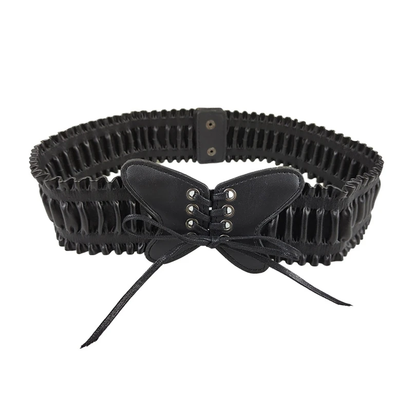 

Leather Elastic Waistband Bowknot Body Shaper Black Stretch Decorative Girdle Wide Waist Band for Wife Daughter Birthday