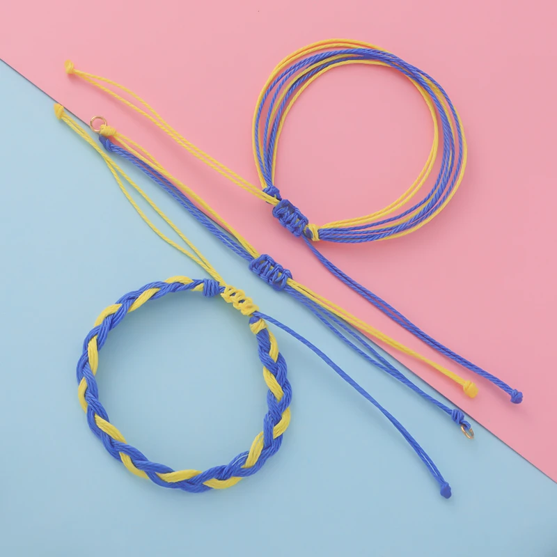 

20 шт., плетеные браслеты Fnixtar с украинским флагом мира