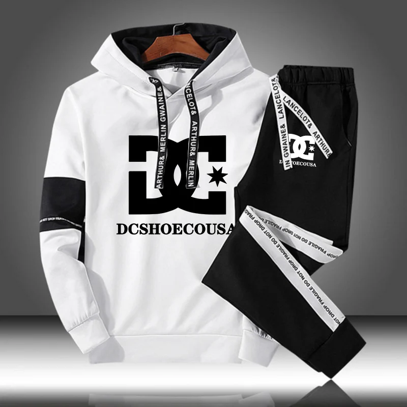

Мужской спортивный костюм с принтом DC, толстовка большого размера с длинными рукавами и буквенным принтом и спортивные брюки, комплект из 2 ...