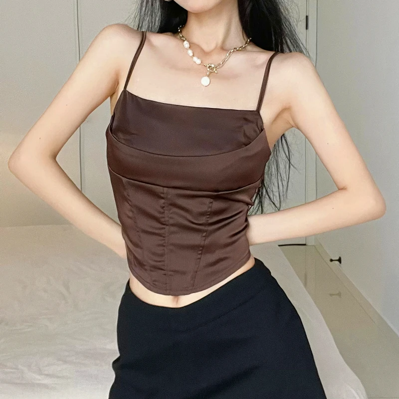  Сексуальная женская майка на бретельках с открытой спиной Design Sense осенняя