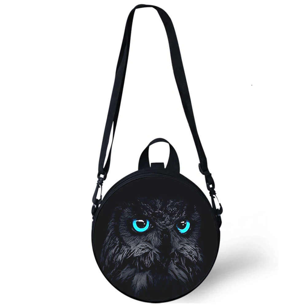 animal owls Child kindergarten Bag 3D Print Crossbody Shoulder Bags For School Women Mini Round Bagpacks Rugtas Bag