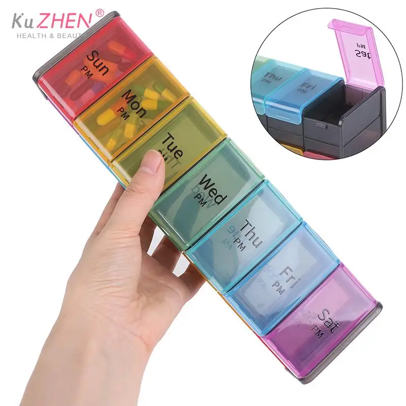 7 Days Pill Organizer Double-Sided Pill Box Extra Large Pill Case Traveling Medicine Storage Weekly Drug Container Health Care