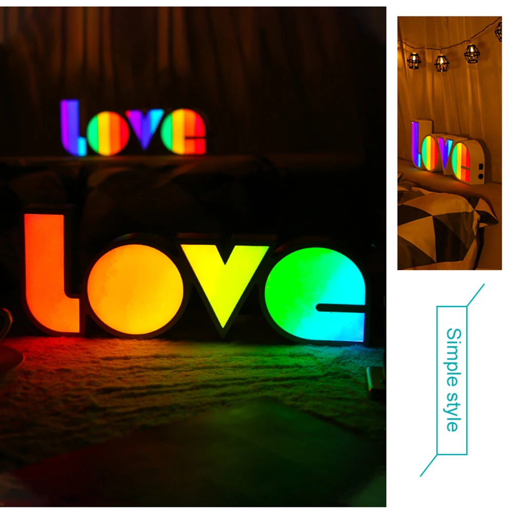 

LOVE LED Night Lights Desktop Ornaments Lamp for Proposal Wedding Decorations Children Bedroom Cute Night Lamp