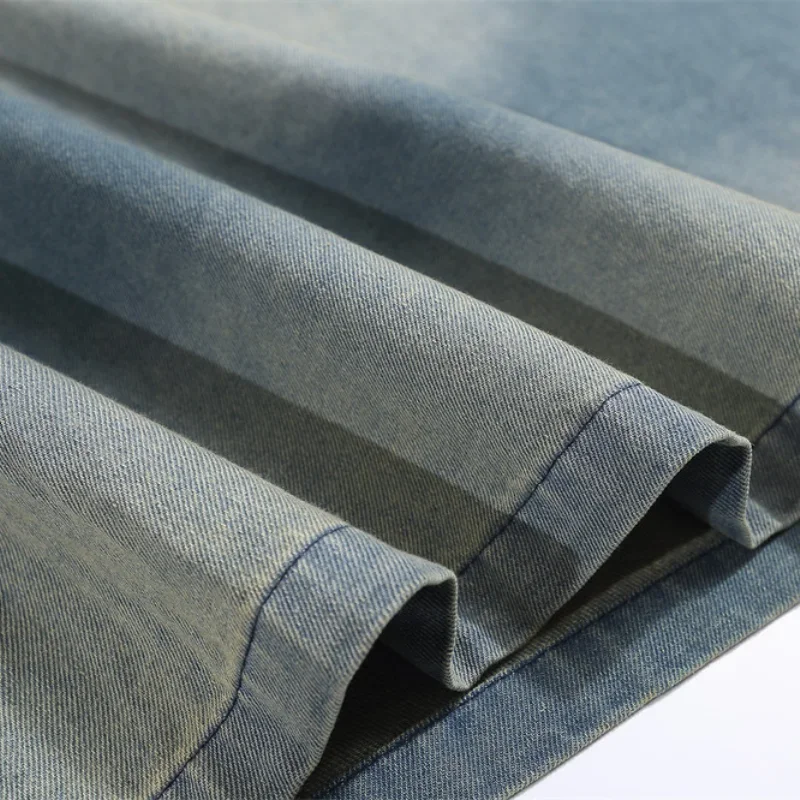 Мужская джинсовая футболка с вышивкой букв хлопковая Футболка круглым вырезом и