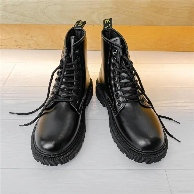 

Men's 2023 New Autumn High-Top Men's Shoes British Style Fashion Brand Workwear Retro Biker's Rhubarb Leather