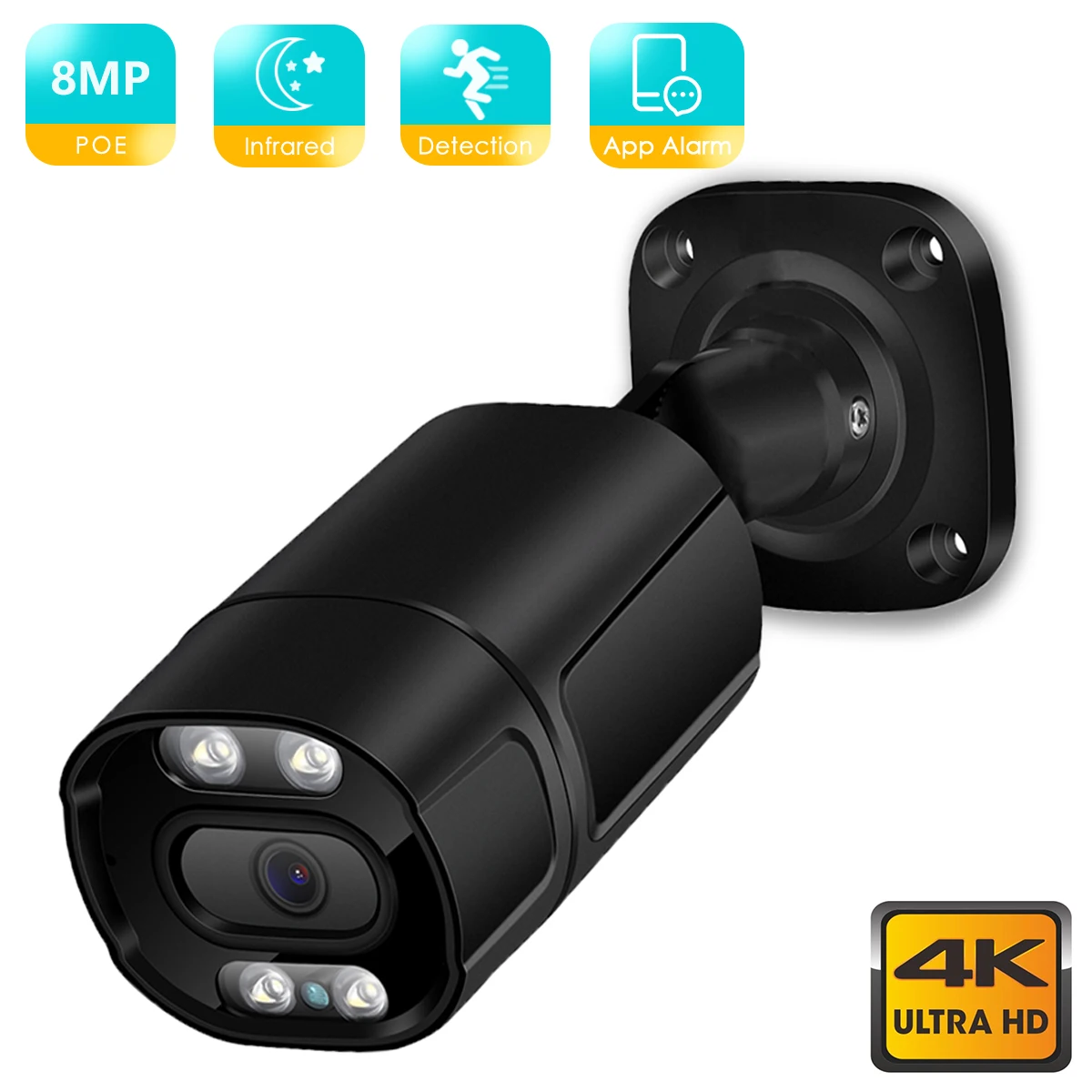 

BESDER 4K 8MP HD IP Camera Outdoor Waterproof AI Motion Detection Metal Bullet Onvif PoE 48V CCTV Camera Face Detection For NVR