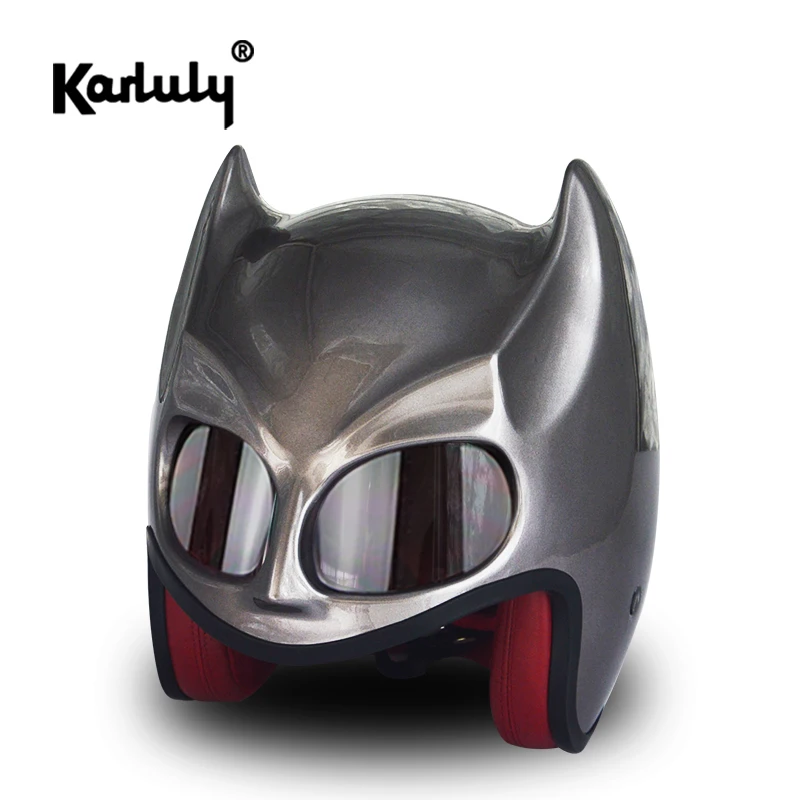 Шлем Masei 616 мотоциклетный в форме летучей мыши с принтом кошки на удачу |