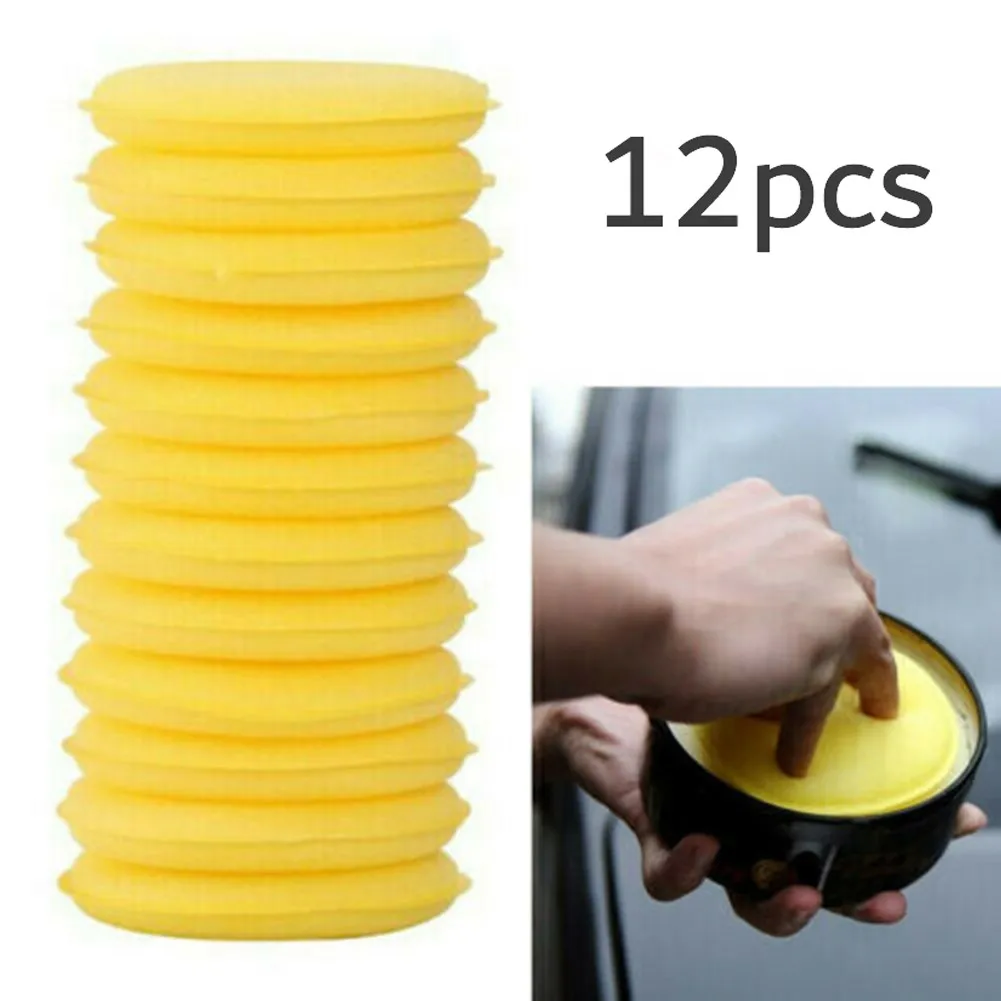 

Vehicle Sponge Waxing Yellow 12PCS Applicator Auto Care Car Clean Foam