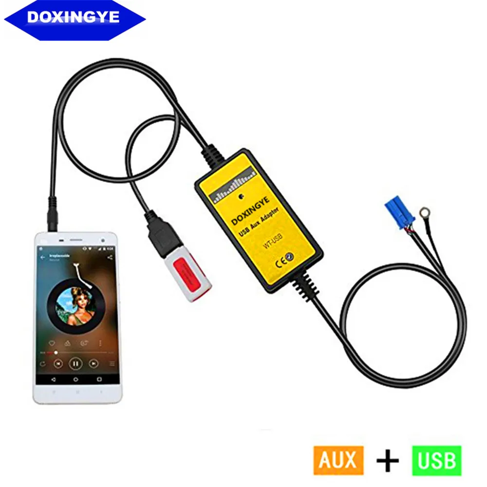 DOXINGYE سيارة USB مشغل MP3 راديو الرقمية CD مبدل محول مع 3.5 مللي متر AUX-IN المدخلات ل Volkswagen سكودا مقعد 8Pin واجهة