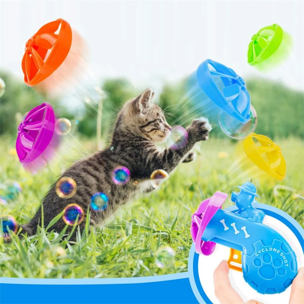 

Interactive Flying Disc Launcher Plastic with 5pcs Flying Discs Cat Teaser Toys Cat Flying Disc Toy Dog Exercising