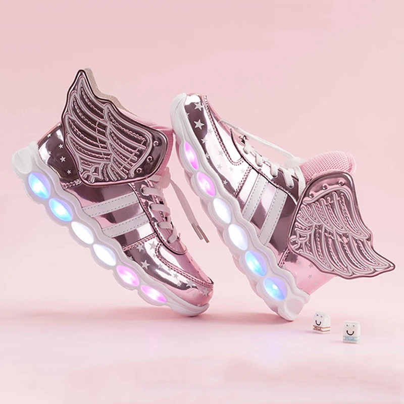 

2022 USB Charge Luminous Sneakers Boy Non-slip Shoes Kids Wear-resistant Glowing Sneakers Girl Led Light Up Shoes Size 25-37