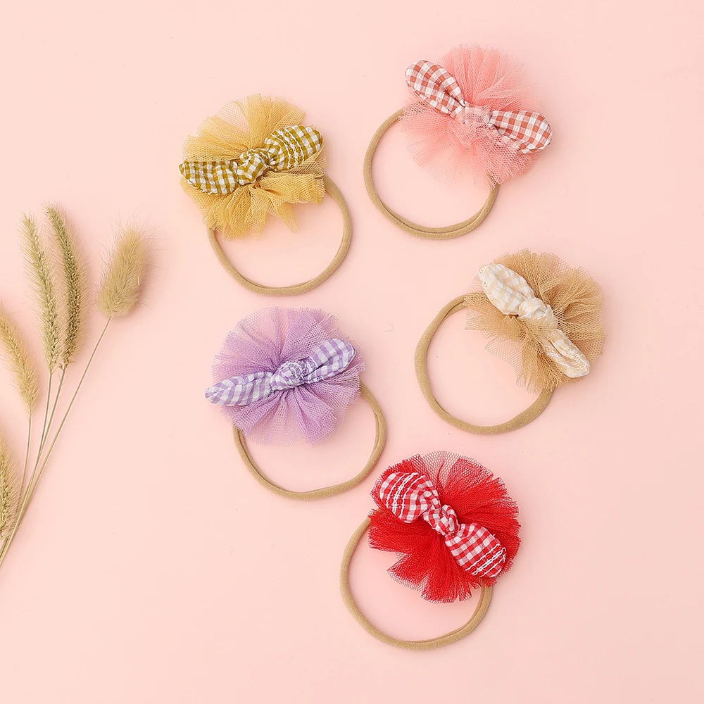

New Bunny Ear Hair Band For Baby Girls Hair Accessories Chiffon Headbands Kids Lace Hair Ties For Infants Princess Turban Bebe
