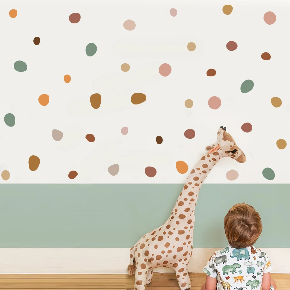 Boho Irregular Polka Dot Nursery Wall Stickers Simple Peel Stick Vinyl Childers Wall Decal Baby Kids Room Playroom Home Decor