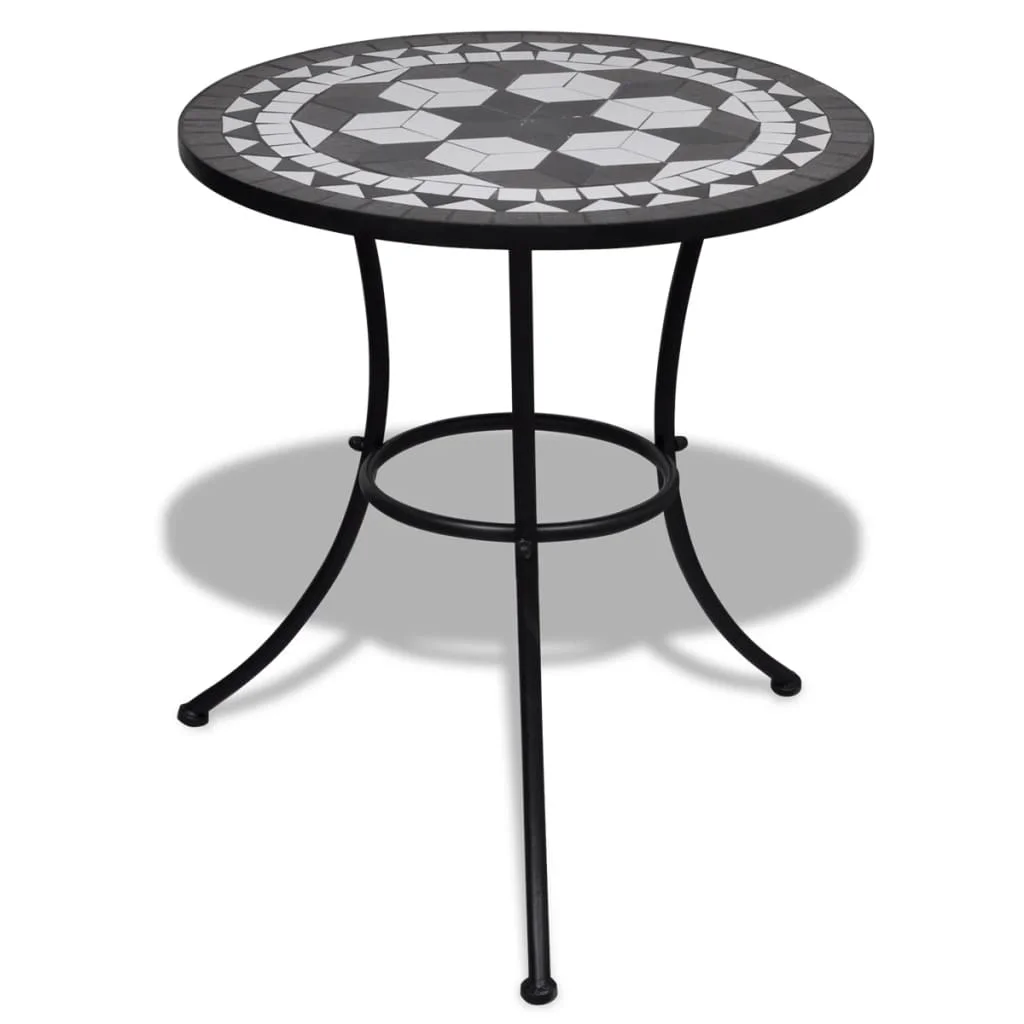 

Outdoor Patio Bistro Table Garden Deck Outside Porch Furniture Balcon Decor Black and White 23.6" Mosaic