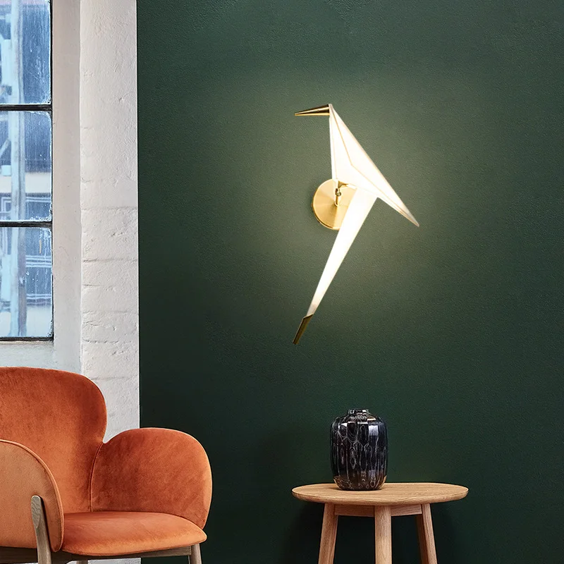 

Thousand Paper Crane Wall Lamp Bedroom Bed Living Room Theme Modern Simple Aisle Lamp Nordic Creative Light Luxury Wall Lamp