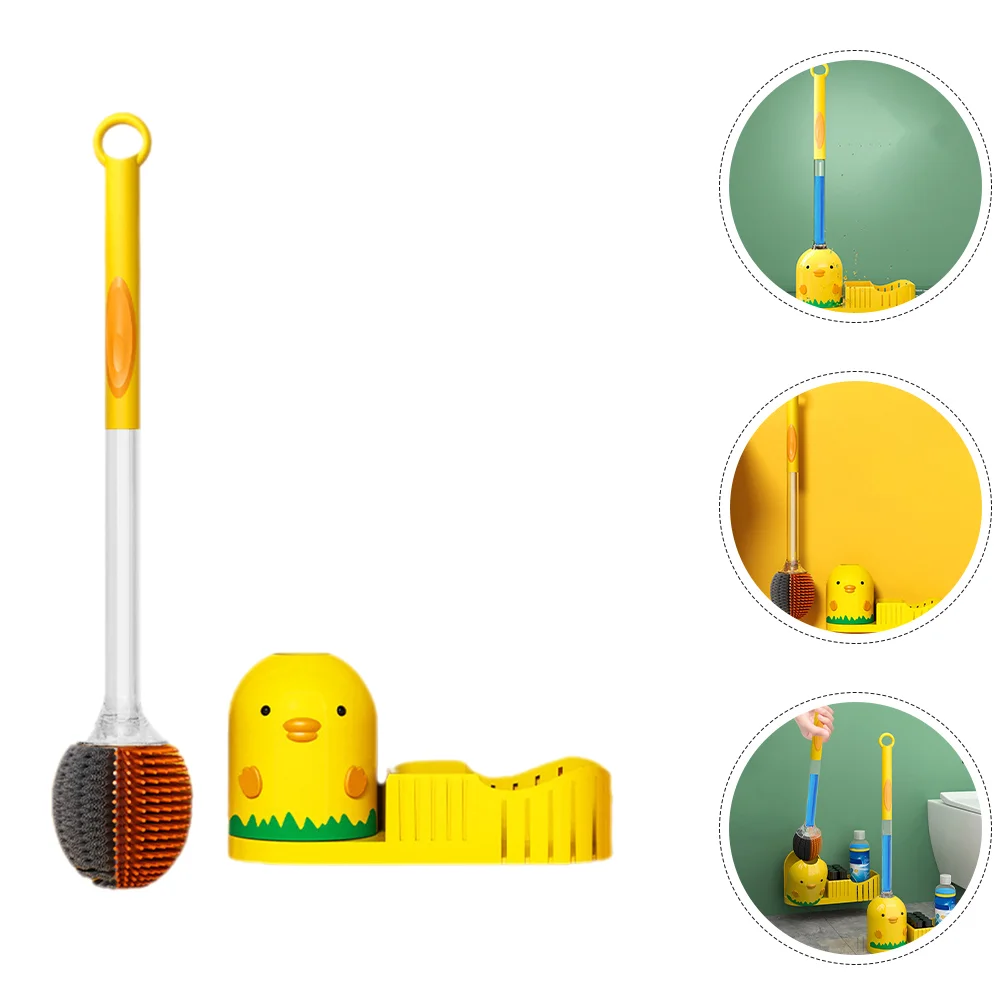 

Toilet Brush Set Cleaner Cleaning Calcium Remover Pool Tile Cleansing Brushes For Bathroom Hanging Soft Rubber Bowl