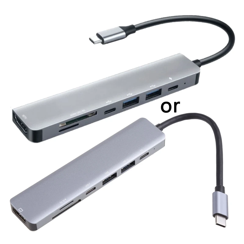 

Адаптер USB C 7 в 1 для Hdmi многопортового адаптера с 4K для Hdmi выхода 2 порта USB/TF кардридер Y4QF