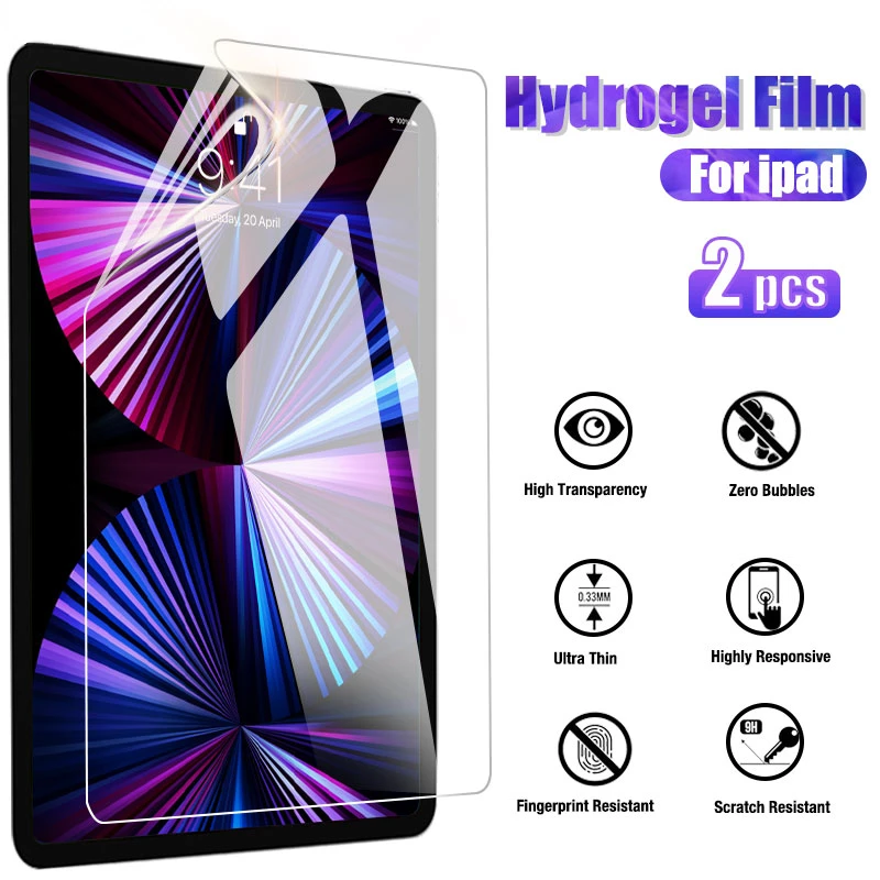 Original   Hydrogel Film For Ipad Pro 11 12.9 2021 10.2 10.5 Screen Protector For Ipad Air Mini 6 5 4 2 3 9 8th 7th Gen 2020 No
