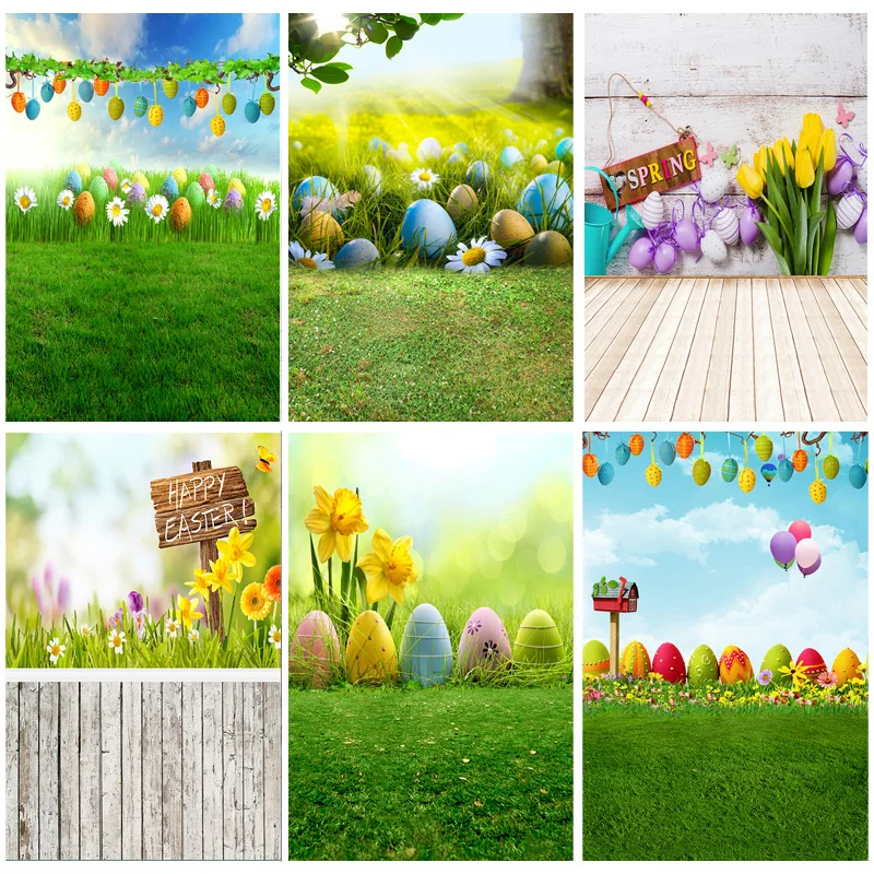 

SHUOZHIKE Easter Eggs Rabbit Photography Backdrops Photo Studio Props Spring Flowers Child Baby Photo Backdrops 211215-01