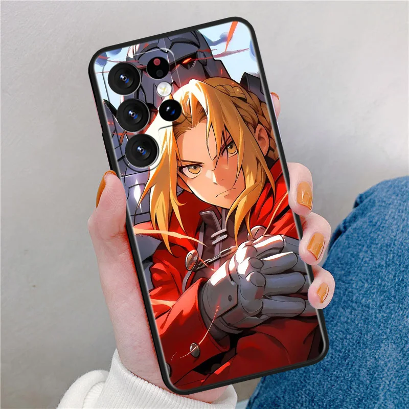 Чехол для телефона Fullmetal Alchemist Edward Elric Samsung Galaxy S25 S24 S23 S22 S21 S20 S10E Ultra Plus Lite FE Black Cover Funda