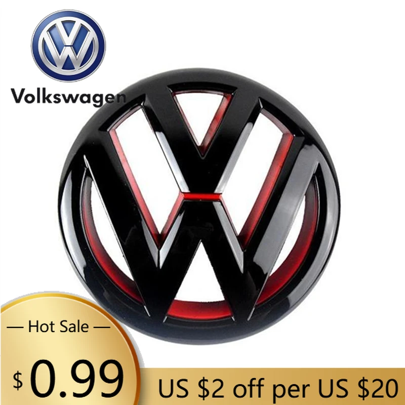 Фото Эмблемы на переднюю решетку радиатора для автомобилей VOLKSWAGEN VW, для VW Volkswagen Golf 6 7 MK, Polo, GTI, Passat, наклейки-логотипы на крышку багажника №1