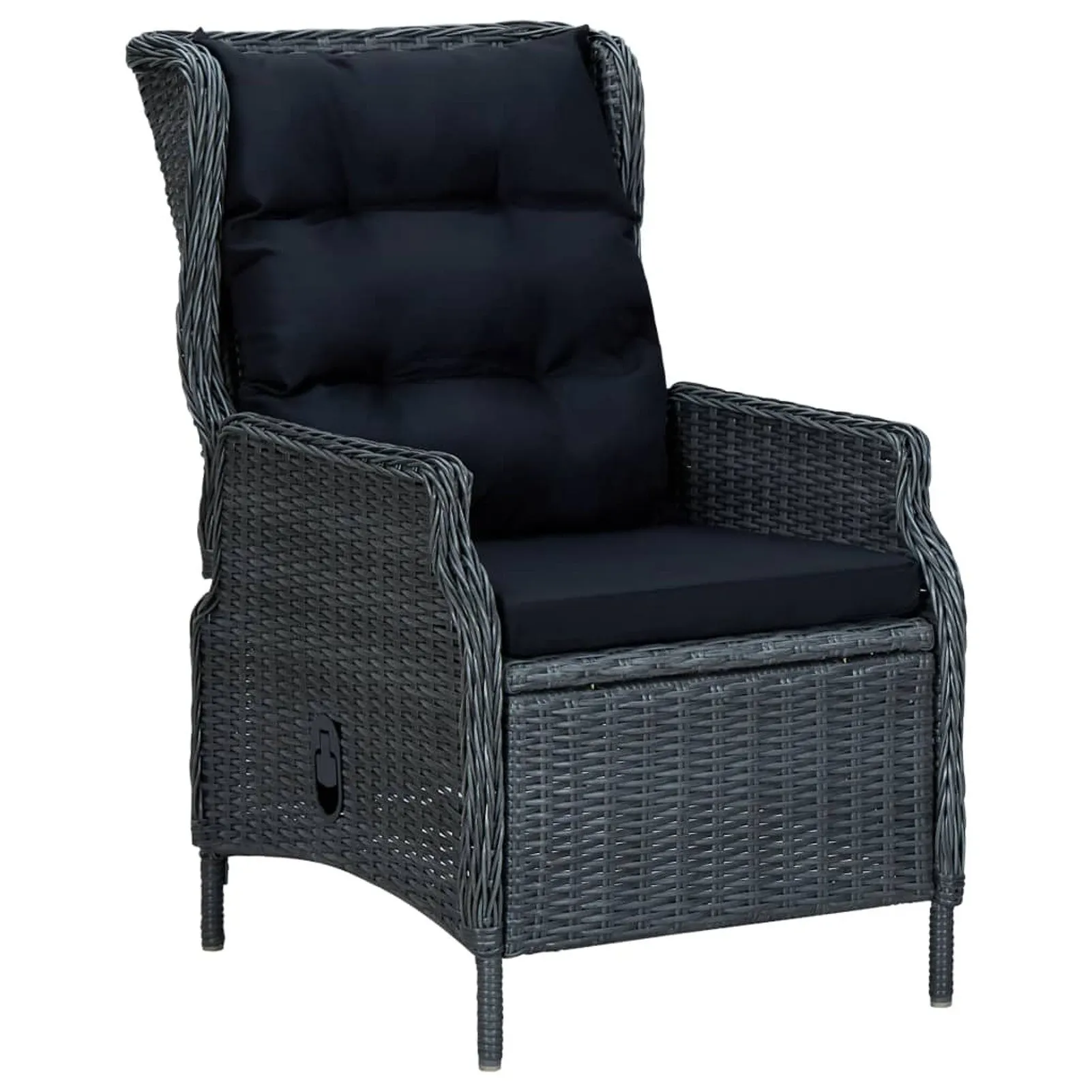 

Reclining Garden Chair with Cushions Poly Rattan Dark Gray