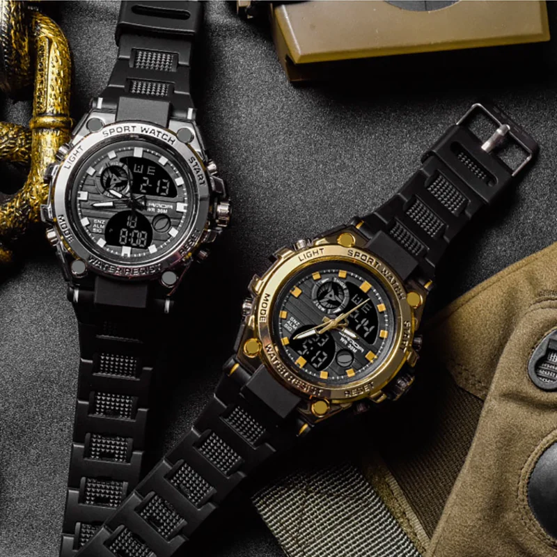 

Часы наручные G-Style Мужские Цифровые, спортивные водонепроницаемые электронные в стиле милитари, с двойным дисплеем