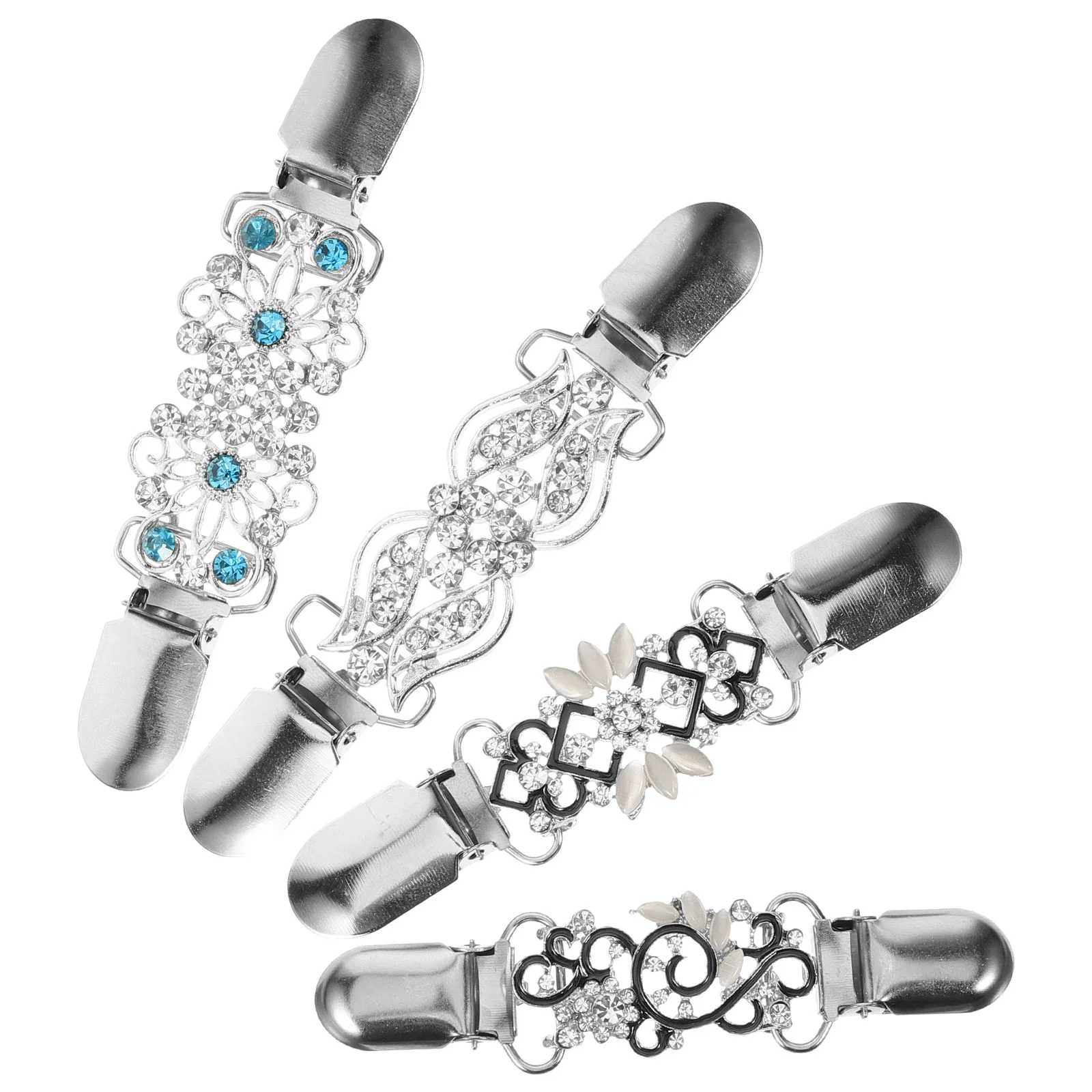 

4Pcs Flower Cinch Clip Sweater Clips Dress Shawl Clips Sweater Collar Metal Clips for Cardigans