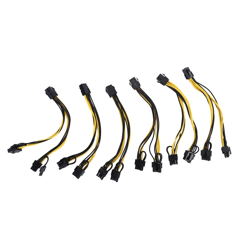 

6 Pin to Dual PCIe 8 Pin (6+2) Image Card PCI Express Power Adapter GPU VGA Y-Splitter Extension Cable Mining Card