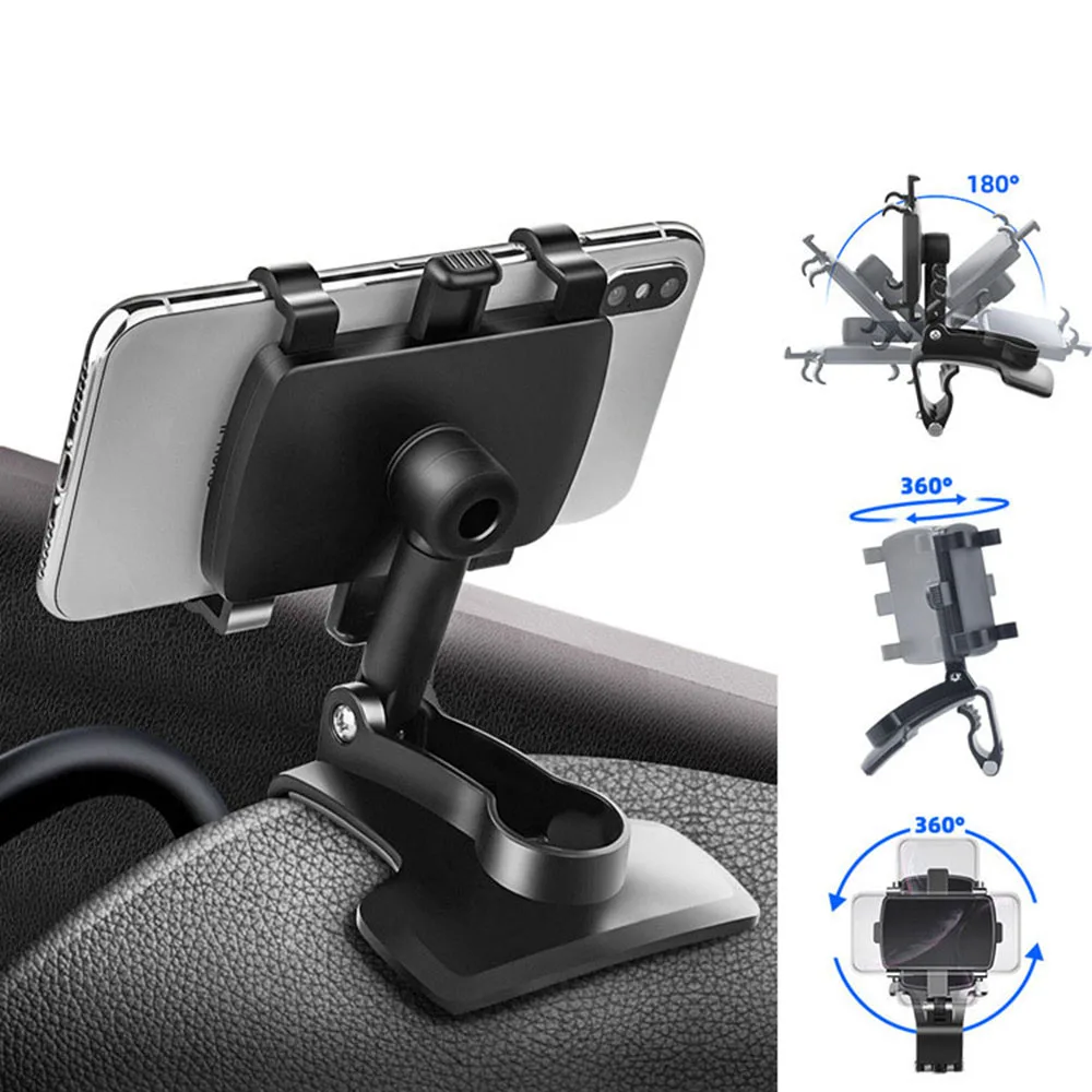 

Multifunction Universal Car Phone Holder Cellphone Car Dashboard Stand with Telescopic Clip 360 Free Rotatable Portable Bracket