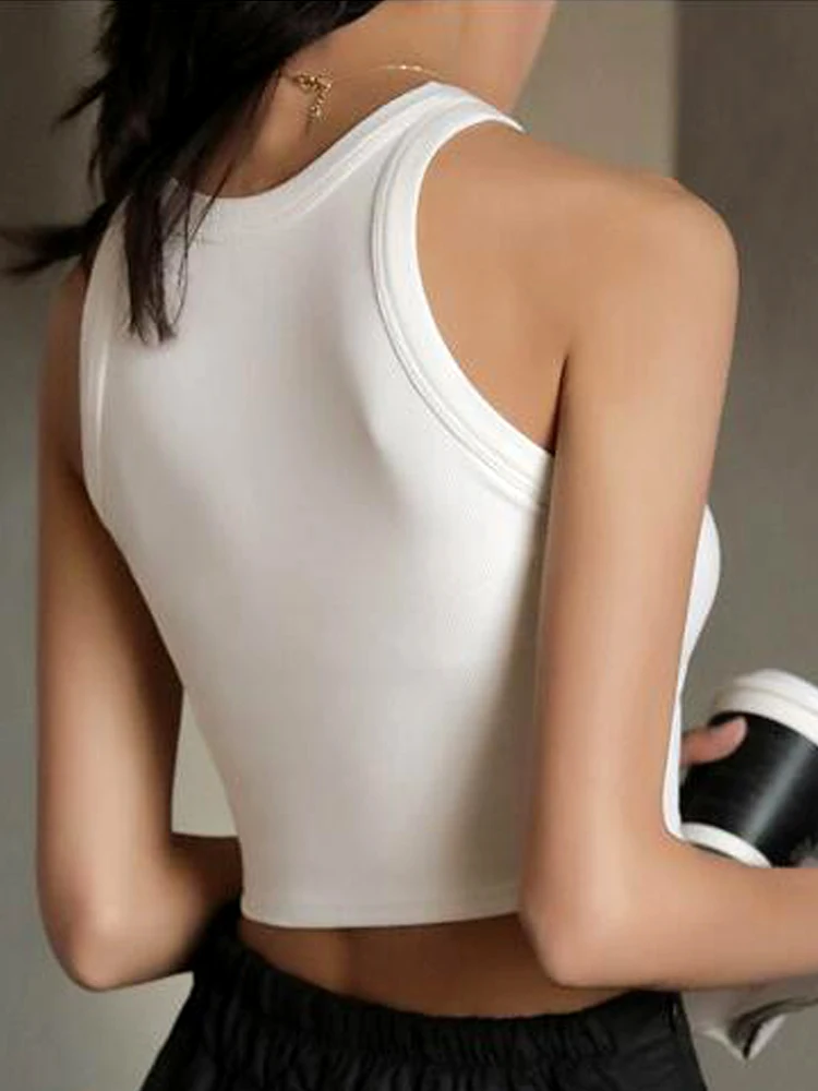 2022 Knitted Women's Vest Halter Tanks White Crop Top Ribbed Female Sexy Short Casual Fitness Basic Off Shoulder Summer Clothing |
