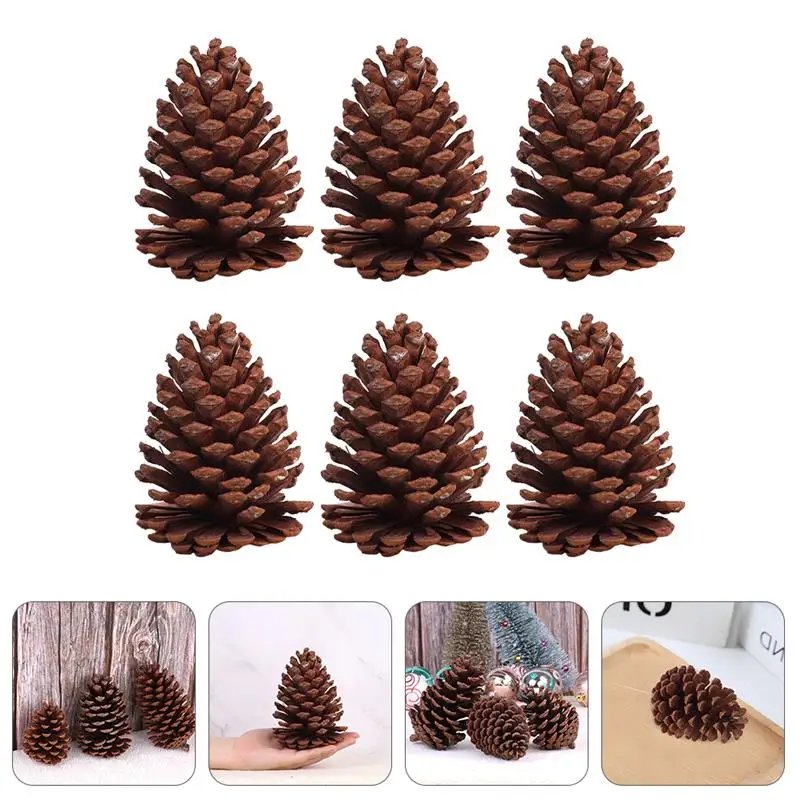 

6Pcs Real Pine Ball Ornaments Dried Pine Cone Props Eco-friendly Natural Pine Balls Pine Cones for Decoration Christmas Tree