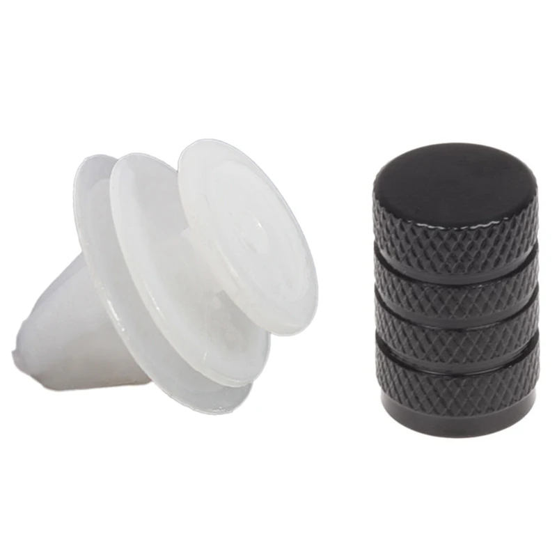 

4 Pcs Black Car Vehicle Tyre Tire Valve Stem Cap & 10X Car Door Panel Mounting Clips White For Peugeot 206 207 1007 307