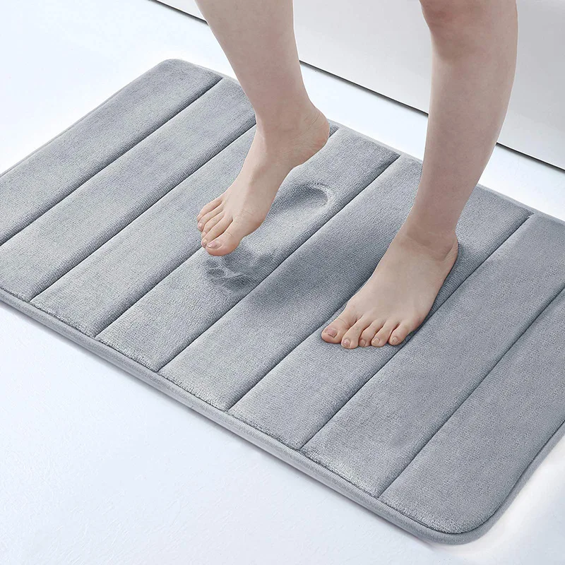 

Home Bath Mat Coral Fleece Bathroom Carpet Water Absorption Non-slip Memory Foam Absorbent Washable Rug Toilet Floor Mat