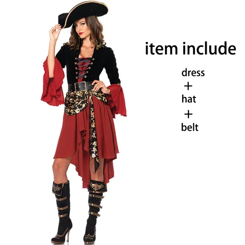 Женский пиратский костюм на Хэллоуин, Женский маскарадный костюм капитана пирата