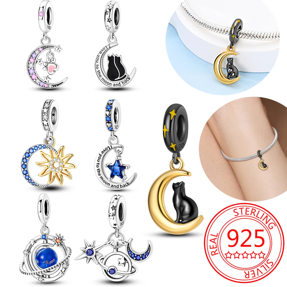 Бусины из серебра 925 пробы в виде звездной Луны