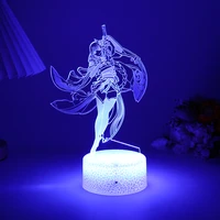 genshin impact anime raiden shogun night light game 3d led lamp for room decor gift can be combined to purchase acrylic board