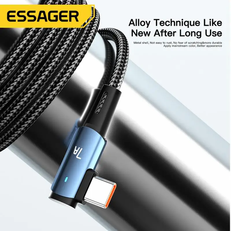 

ESSAGER Chenguang Series 7A Elbow Data Cable Aluminum Alloy+24 Braided PP Data Wire Supports OPPO/Oneplus/realme Fast Charging