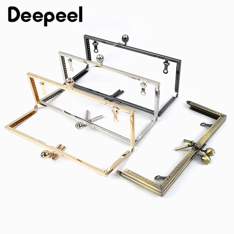 2Pcs 20.5cm Smooth Bag Handle Square Sewing Brackets Purse Frame Metal Kiss Clasp Handles for Making Bags Handmade Accessories