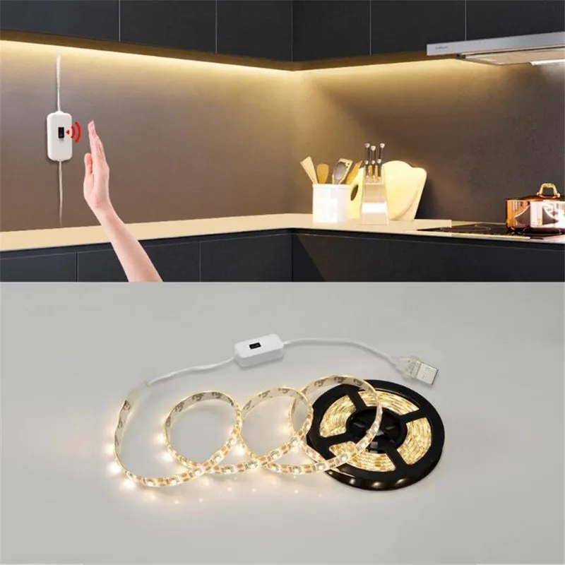 

1/3/5m LED Backlight DC 5V Lamp USB TV Kitchen LED Strip Hand Sweep Waving ON OFF Sensor Light Diode Cold Warm lights Waterproof