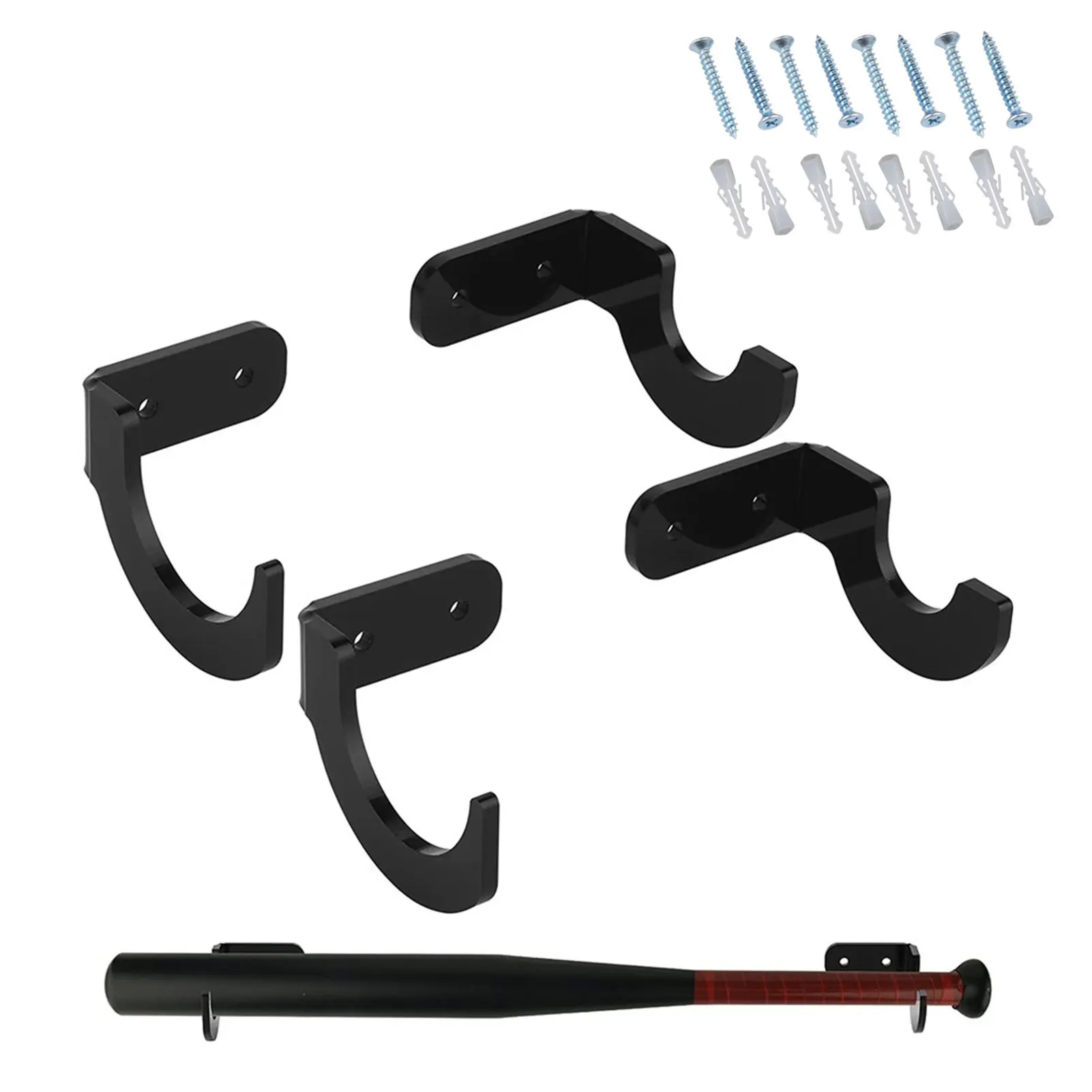 

2 Pieces Baseball Bat Rack Wall Mount Sturdy Baseball Bat Display Case For Horizontal Display Baseball Softball Bats Storage
