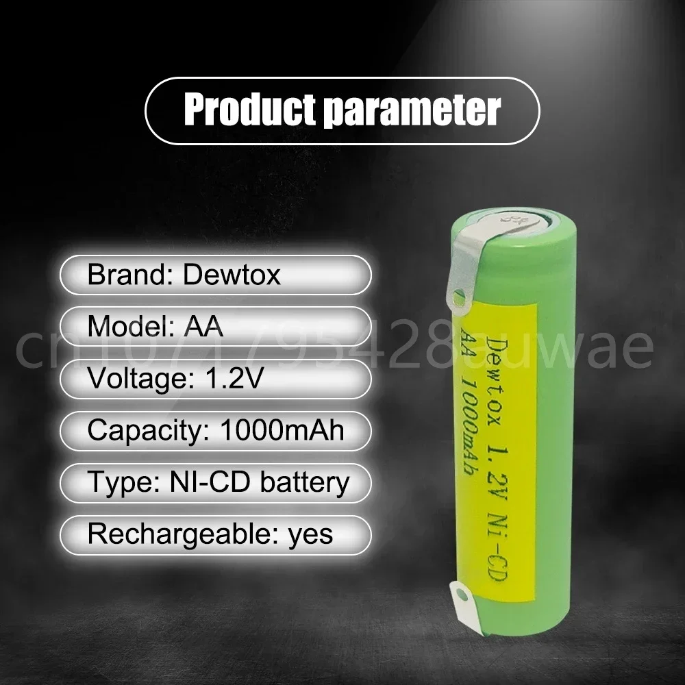 1.2V AA Rechargeable Battery 1000mAh Nickel-cadmium with Solder for Medical Instrument Batteries