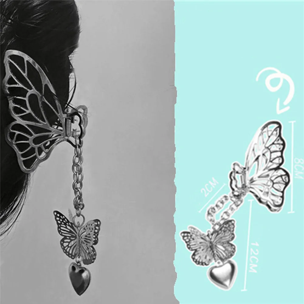 

Korea Butterfly Hollow Rectangle Penant Chain Styling Tool Butterfly Hair Claw Hair Clip Hair Accessories Crab Clips