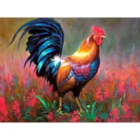 gatyztory rooster pictures by numbers 60x75cm diy painting by numbers frameless for home decor digital painting on canvas