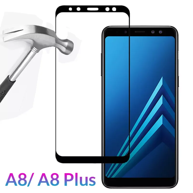 

Protective Glass For Samsung Galaxy A8 2018 Case Cover Tempered Glass on For Samsung A8 Plus 2018 A 8 A8Plus A530 A8+ 8A 3D Film