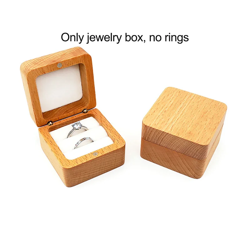 

Rustic Square Walnut Wood Ring Box Engagement Ring Bearer Box Bride & Groom Wedding Ring Box Wooden Wedding Gifts Jewelry Box