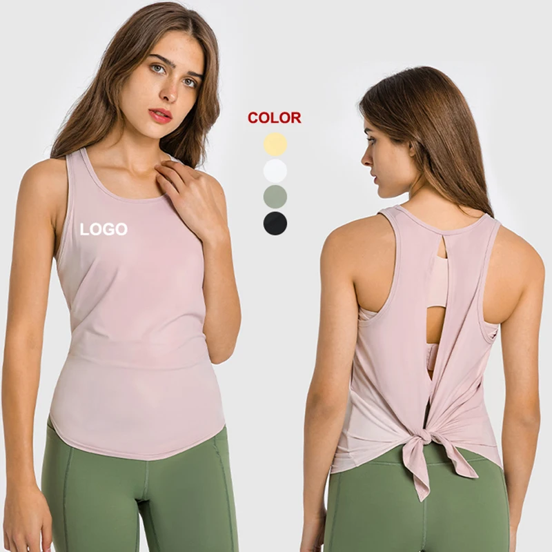 

Sleeveless Racer Back Vest Sport Ladies Athletic Fitness Tank Tops Gym Running Training Yoga Shirts Solid Color Women