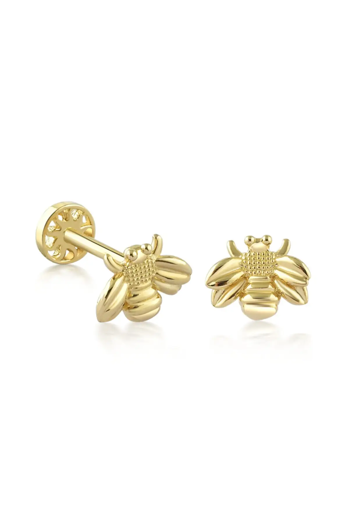 

14 carat Gold Bee Piercing - 3 Different Colors (white, Yellow, Rose) 6mm And 8mm Bar Options